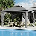 Florise Heavy Duty Gazebo, 11 x 13 Ft Outdoor Patio Pavilion with Galvanized Steel Metal Frame and Double Roof, Curtain and Netting Included, for Outside, Garden, Yard & Lawn