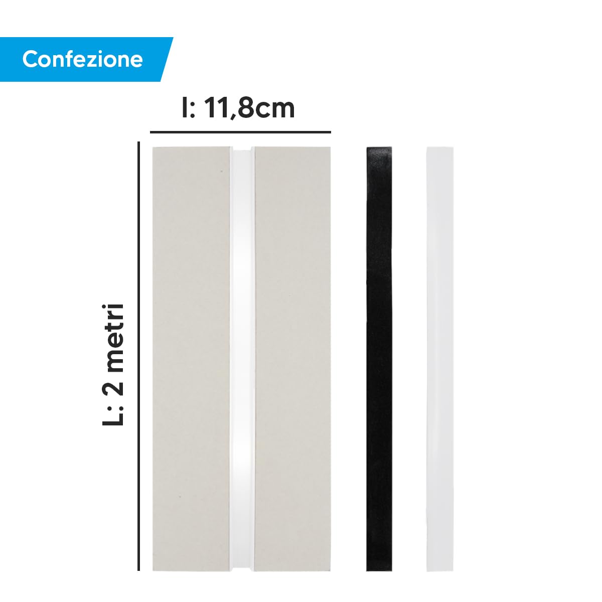 Eurekaled – 5pz Profilo in alluminio per strip led 2mt - Integrato in lastra di cartongesso spessore 12,5mm - Struttura pronta da incasso e montaggio - Taglio di luce con copertura opaca - A scomparsa