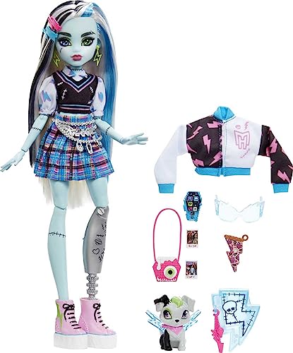 Muñeca Monster High Frankie Stein con accesorios y mascota miniatura 5