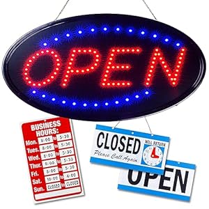 Neon Open Sign for Business: Oval L...