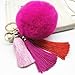 JOUDOO Rabbit Ball Keychain with Gradual Color Tassels Keyring GJ007 (brown)