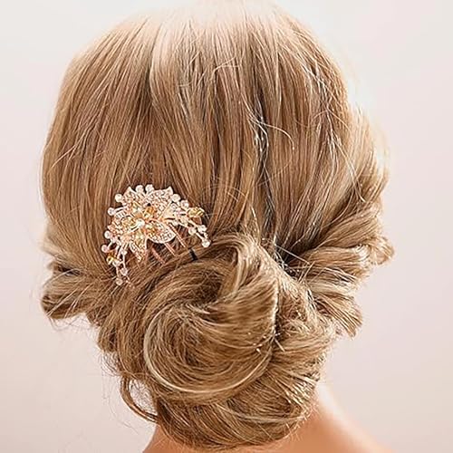 Vintage Crystal Hair Comb for Women, Elegant Rhinestone Side Comb, Bridal Wedding Hair Accessories, Retro Floral Decorative Hair Clip
