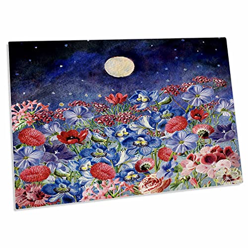 Alfombrilla 3dRose Medianoche Flores Coloridas 58x40 cm