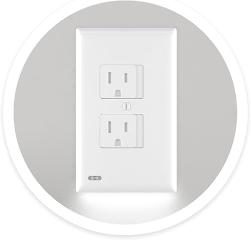 Miniatura 2 de SnapPower SafeLight individual [para tomas dúplex] – Placa de cubierta de seguridad de cierre automático con luz nocturna LED – Placa de pared a