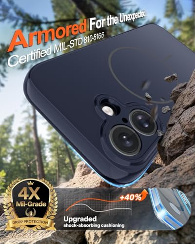 Image of Magnetic for iPhone 17 Case,Shockproof Matte Cover,Deep Blue | with Screen Protector,Compatible with MagSafe,Military Grade Drop Protection,Full Camera Protection,Non-Slip Design Case