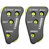 Cannon Sports 4 Wheel Umpire Indicator - Optic Yellow Dials for Counting Strikes, Balls, Outs, Innings - Essential Softball Baseball Umpire Clicker (Black with Optic Yellow Dials, 2 Pack)