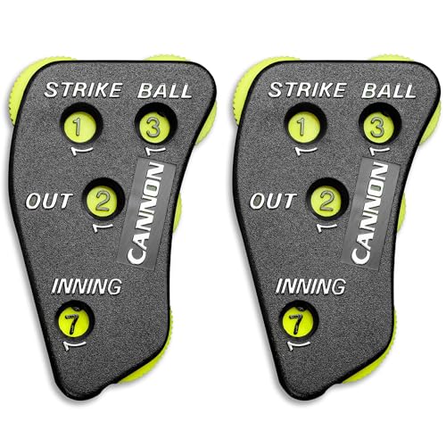 Cannon Sports 4 Wheel Umpire Indicator - Optic Yellow Dials for Counting Strikes, Balls, Outs, Innings - Essential Softball Baseball Umpire Clicker (Black with Optic Yellow Dials, 2 Pack)