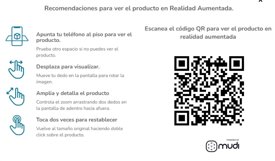 QR code and instructions for Augmented Reality view of the Mabe Refrigerator