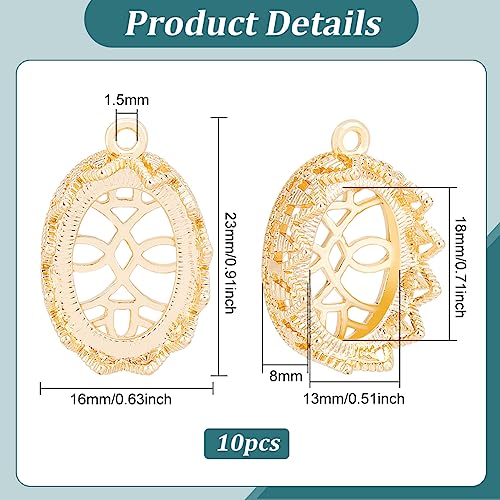 Base ovalada de oro real de 18K con circonitas para collares elegantes DIY 2