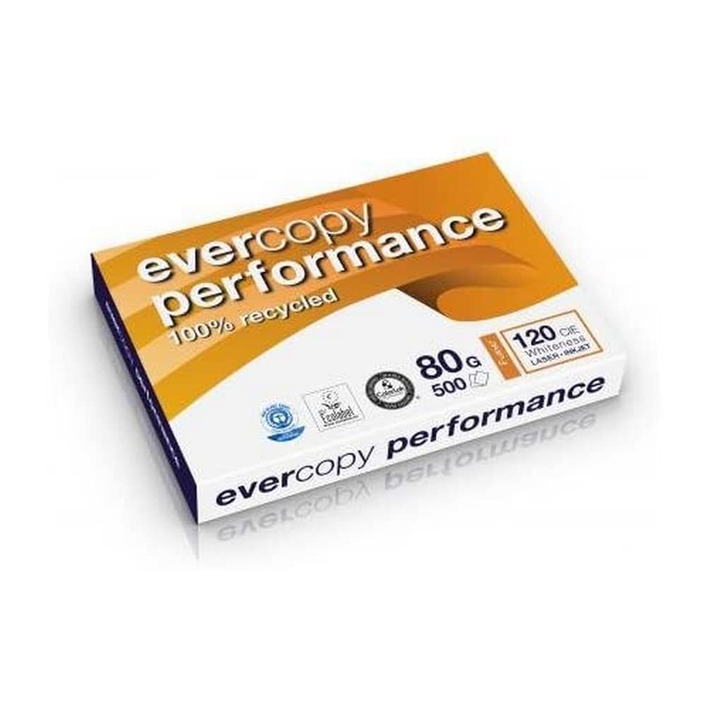 Clairefontaine Evercopy Performance 120 CIE 50069C - Carta riciclata, 80 g/mq, DIN A3, 29,7 x 42 cm, 1 risma da 500 fogli, colore: Bianco