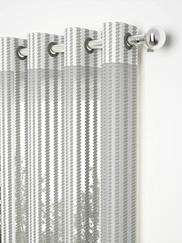 Image of Set of 2 pcs Sheer Premium Lightweight Tissue Fabric Solid Grey Color Eyelet 2 pc Long Door Curtain 8ft