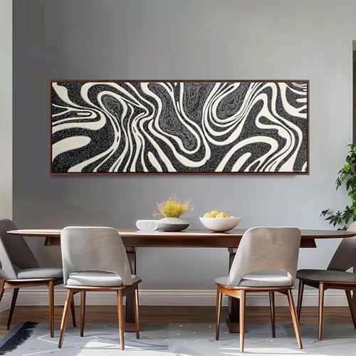 Art mural horizontal grand format tableau salon noir et blanc