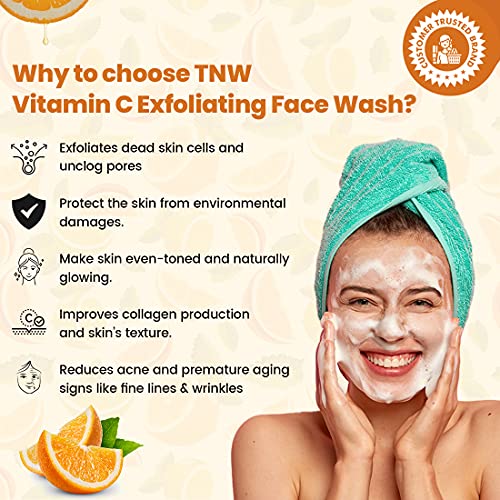 Image of TNW-The Natural Wash Vitamin C Face Wash - 100ml | Enriched with Niacinamide, Orange Peel & Tomato Extracts | Face Wash For Glowing, Refresh & Toned Skin | All Skin Types | Facewash For Men & Women