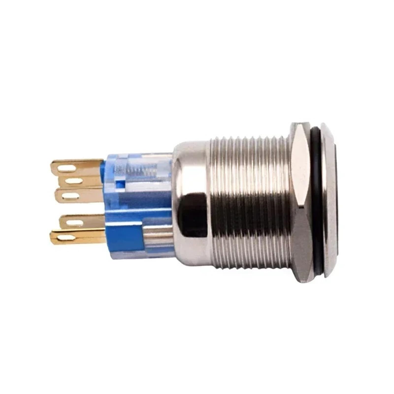19 mm metalowy przełącznik przyciskowy stal nierdzewna 1NO1NC chwilowy pierścień przełącznik zasilania LED ON Off chwilowe zamknięcie 1 szt. (12-24 V czerwona dioda LED)