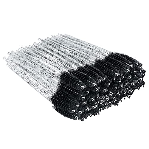 Image of G2PLUS 50PCS Eyelash Mascara Brushes, Black Disposable Lash Spoolies, Bendable Crystal Mascara Wands for Lash Extensions, Eyebrow Grooming, Makeup Kit, Salon Professional Use