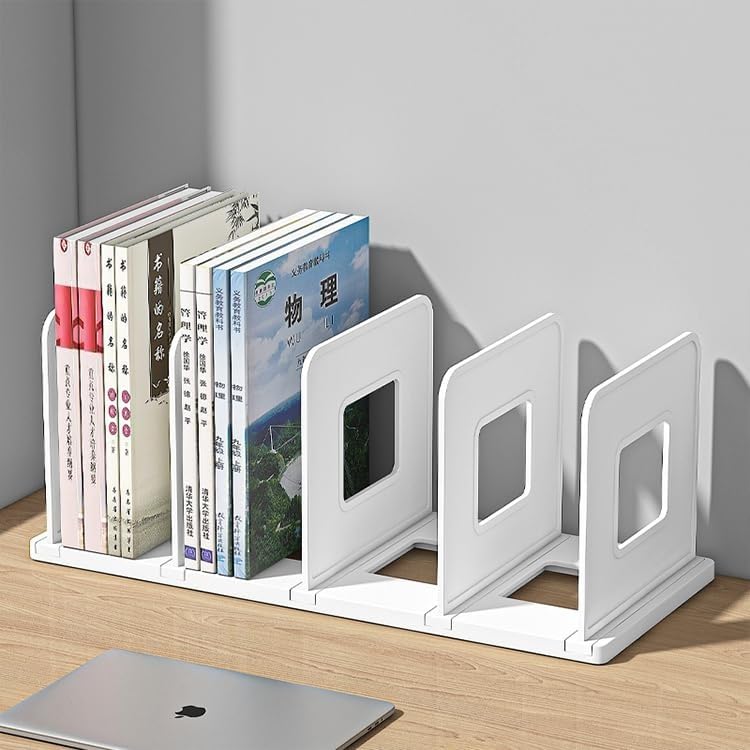 Foldable File Organizer Rack ABS Plastics Foldable File Sorter Office Desk Accessories Durable & Sturdy Easy Assembly Book Holder Magazine Stand Perfect for Office, Home Accessories White(2)-image-25