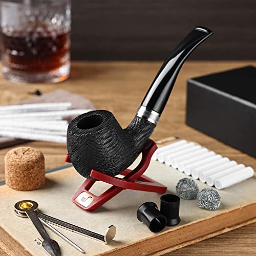 Obetis Tobacco Pipe, Handmade Oak Wood Smoking Pipe, Perfect Beginner Pipe Kit with Ultimate Beginner Guide E-Book - Smoking Gift Set and Accessories