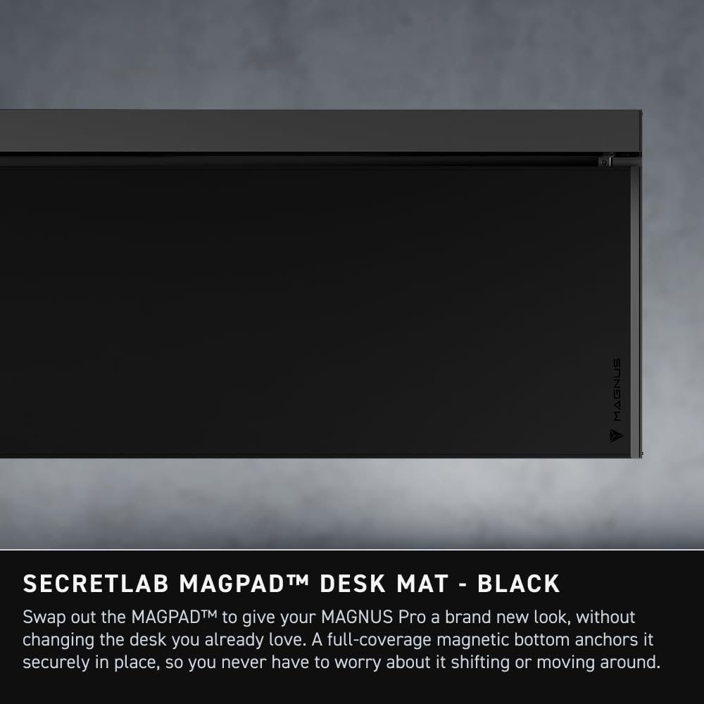 Secretlab MAGNUS Pro Scrivania Regolabile Elettrica, Similpelle Black | Scrivania ergonomica, Gestione magnetica dei cavi, Alimentazione integrata, Vassoio passacavi