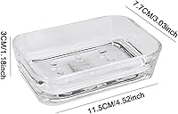 Vista 3 de 4 jaboneras acrílicas, soporte para jabón en barra transparente, moderno, rectangular, bandeja para jabón, soporte de esponja para duchas, cocinas