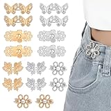 16 Stück Hosenknopf für Jeans Schmetterling Jeansknöpfe Ohne Nähen Blumen Knöpfe Hosen Enger Machen Jeansknöpfe Taille Verschlüsse Verstellbare Dekorativer Hosenclips für Jeans Kleidung
