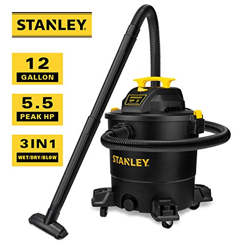 Stanley 12 Gallon 5.5 Peak Hp Wet/Dry Vacuum, 3 In 1 Shop Vacuum Blower,1-7/8"X6 Hose, Range For Garage, Carpet Clean, Workshop With Vacuum Attachments-Sl18199P #TOP1