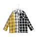 JLTPH Shirt Suga Gleicher Stil Farbabstimmung Lose Kariertes Hemd Plaid Langarmshirt Cardigan Tops Bluse (Aprikose,One Size)