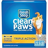 Fresh Step Clean Paws Cat Litter With Triple Action, Low-Tracking Clumping Litter, 22.5 lb. Box