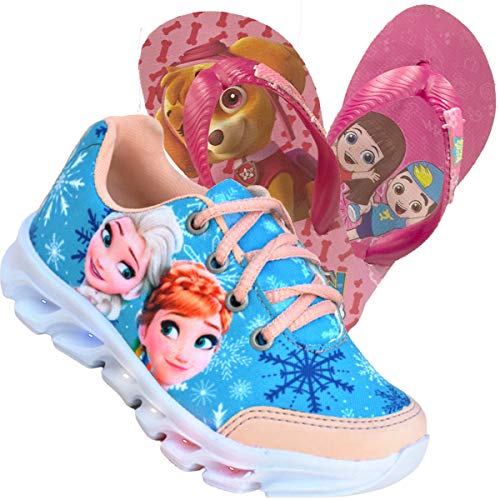 Tênis Feminino Infantil Led Luzinha Frozen + Chinelo (25)