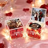 SOUFEEL Caja de Música Personalizada de Acrílico con Luz, Reproductor de Vinilo con Canción y Foto Personalizada – Caja Musical San Valentín, Cumpleaños para Él, Ella y Esposo