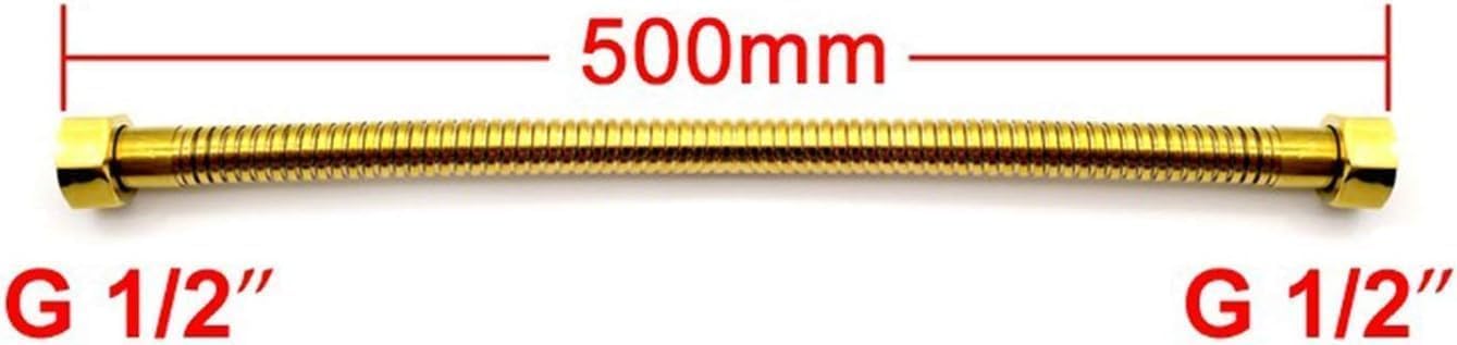 Gold Plumbing Pipe, Plumbing Hose 1/2 Angle Valve Connector, Stainless Steel Gold Toilet Hose for Bathroom,Pipe Fittings Accessories,Fittings Length 50cm