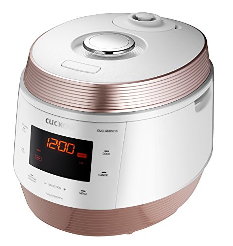5QT Cuckoo Electric Pressure Cooker with 10 Menu Options and Stainless Steel Pot, GOLD / WHITE