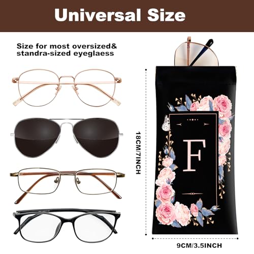 Image of Anikathy 2Pcs Initial Letter Sunglass Eyeglass Glasses Case Soft PU Leather with Cleaning Cloth Cute for Men Women Girs