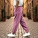 Baggy Sweatpants for Women with Pockets Plus Size Joggers Striped Fall Fashion Drawstring Sweat Pants Winter Clothes Pink M