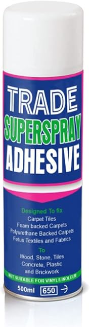 Trade Super Spray Contact Adhesive- All Purpose High Bond Strength Adhesive Spray for Bonding Cork, Leather, Rubber, Metals, Wood, Chipboard, Hardboard, Laminated Plastics - (Pack of 1)