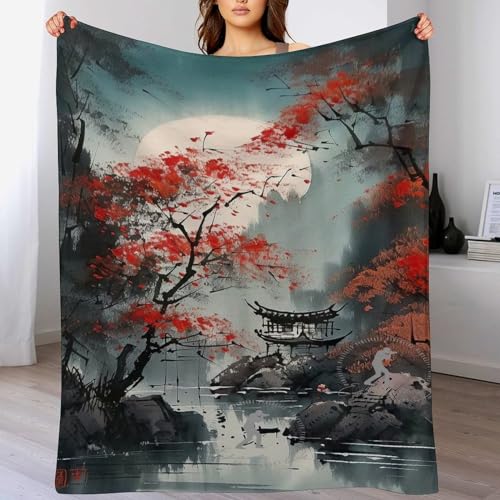 AAPZY Premium Wohndecke - Japan Style Decke Flannel - Extra Weiche TV- Decke Vier Jahreszeiten Wohndecke Dicke Couchdecke Für Bett/Sofa （150×200cm）