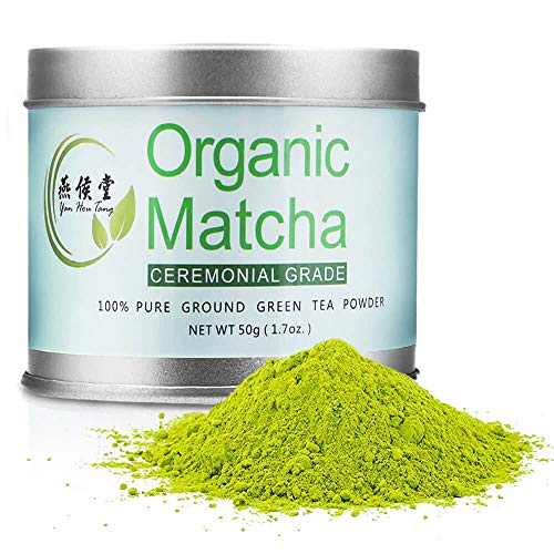 Yan Hou Tang Organic Matcha Green Tea Powder Ceremonial Grade - 50 Gram 1.8oz Premium Japanese Classic Antioxidants for Food Drink Coffee Ice Cream Baking Recipes