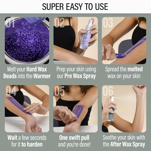 Image of Tress Wellness Waxing Kit for Sensitive Skin - Safe for Face & Skin, Prep & Aftercare Spray, Easy to Use - At-Home Kit for Face, Bikini, Brazilian & Full Body- Digital Display, Green
