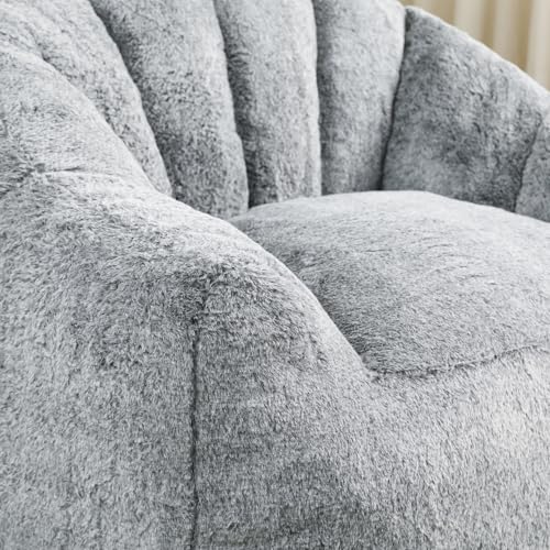 Image of Bean Bag Chair with Arms for Adults - Furry Lazy Sofa, Armrests Stuffed High-Density Foam Filler Chair, Small Cozy Reading in Bedroom Living Room and Dorms (Dark Gray)