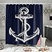 Custom Nautical Navy Blue Anchor Shower Curtain, 70x72 inch