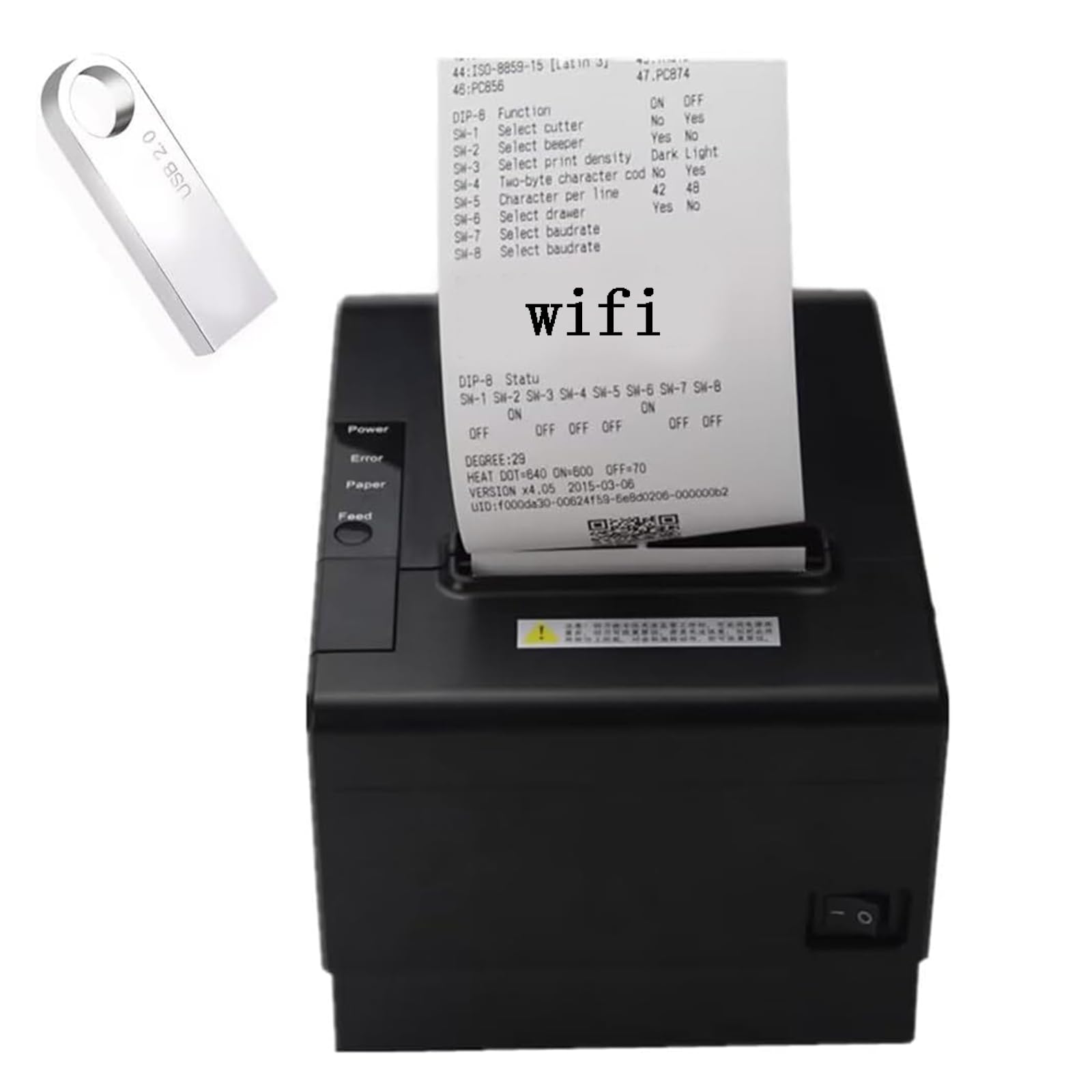 Wifi POS kitchen Printer, 80mm Thermal Receipt bluetooth wireless Printer, Restaurant ticket bill Auto cutter Printer ,Support Windows/Mac/Linux Cash Drawer for small business (USB+Bluetooth+Wifi)