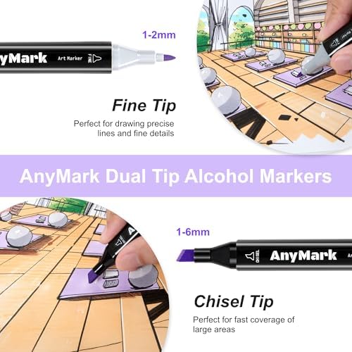 Alcohol Markers 80 Colors Dual Tip – Chisel & Fine Art Set view 8