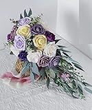 Wasserfall Brautsträuße Künstliche Dunkelrote Seidenrosen Calla Lily Real Touch Hochzeitsblumenstrauß Grand