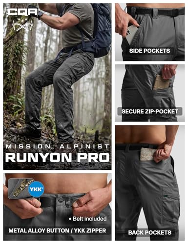 Image of CQR Men's Convertible Cargo Tactical Pants, Water Resistant Outdoor Hiking Pants, Zip Off Lightweight Stretch Work Pants
