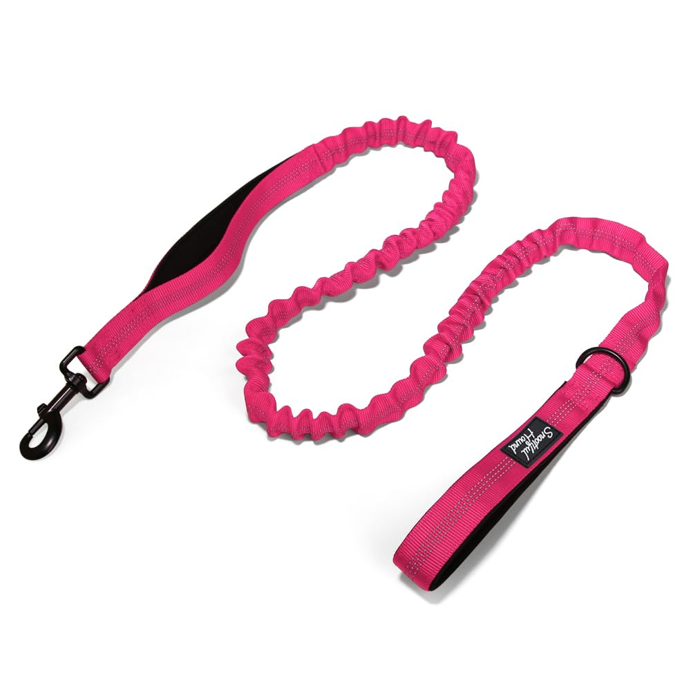 Snootiful Hound Bungee Dog Lead - Double Handle Shock Absorbing Lead - Assorted Colours - 150-200cm (Pink)