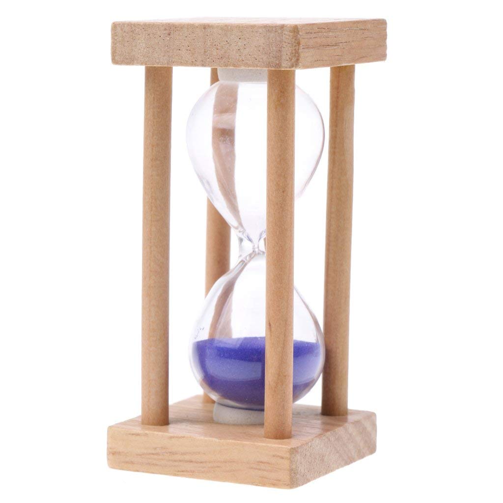 Inzopo 5 Minutes Wooden Sandglass Hourglass Sand Egg Timer Kitchen Clock Glass Gift - Purple