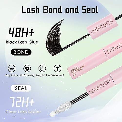 Cluster Lashes Extension Kit DIY Individual Eyeashes Extensions with Bond Seal Tweezers Remover 8-16mm Mixed Length Wispy 60Pcs Eyelash Natural Look DIY at Home - Image 4