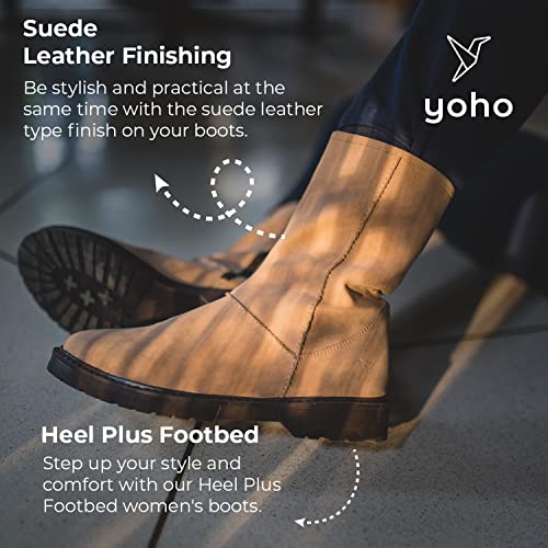 Image of YOHO Slays women comfortable Boots | Extra cushioned foot bed and skin friendly Ankle Boot with low heels | Trendy, Stylish,Casual Boots with zipper | Winter, snow and holiday outings