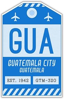 GUA Guatemala Luggage Tag Sticker/Airport Code Baggage Decal/Collectible Travel Decor/Vintage Inspired Design (Blue)