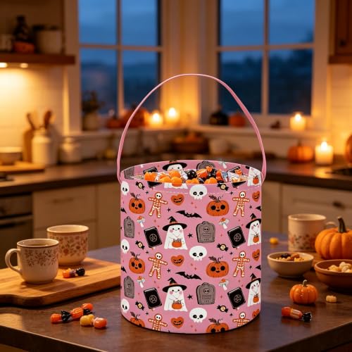 Image of ESSME Halloween Basket,Ghost Basket for Gifts Bins,Book Bins Empty.(Pink gohst)