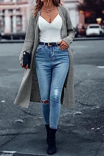 Image of Danedvi Long Cardigan Sweaters Women Trendy Open Front Coat with Pockets